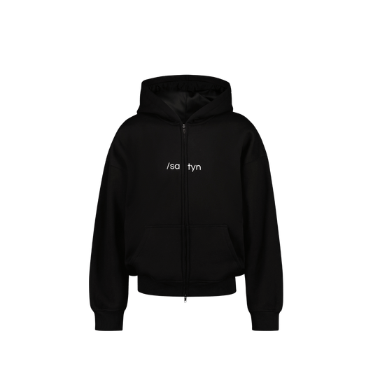 Hoodie Zip /satyn - Noir de jais